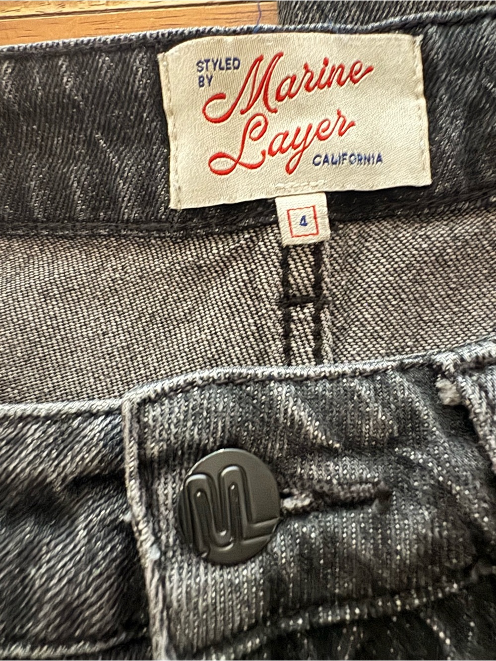 Marine Layer Women’s 5-Pocket Washed Black Jeans Size 4